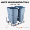 Pull-Out Trash Can, 35Lx2 Double Bins, Under Mount Kitchen Waste Container With Slide And Door Mounting Kit, 110 Lbs Load Capacity Heavy Duty Garbage Recycling Bin For Kitchen Cabinet, Sink