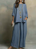 Loose Fit Linen Blend Shirt & Wide Leg Pants Two-Piece Set