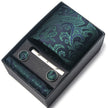 Men's Jacquard Woven Formal Tie Set – Rayon Arrow Necktie with Handkerchief, Tie Clip & Cufflinks | Canada & USA