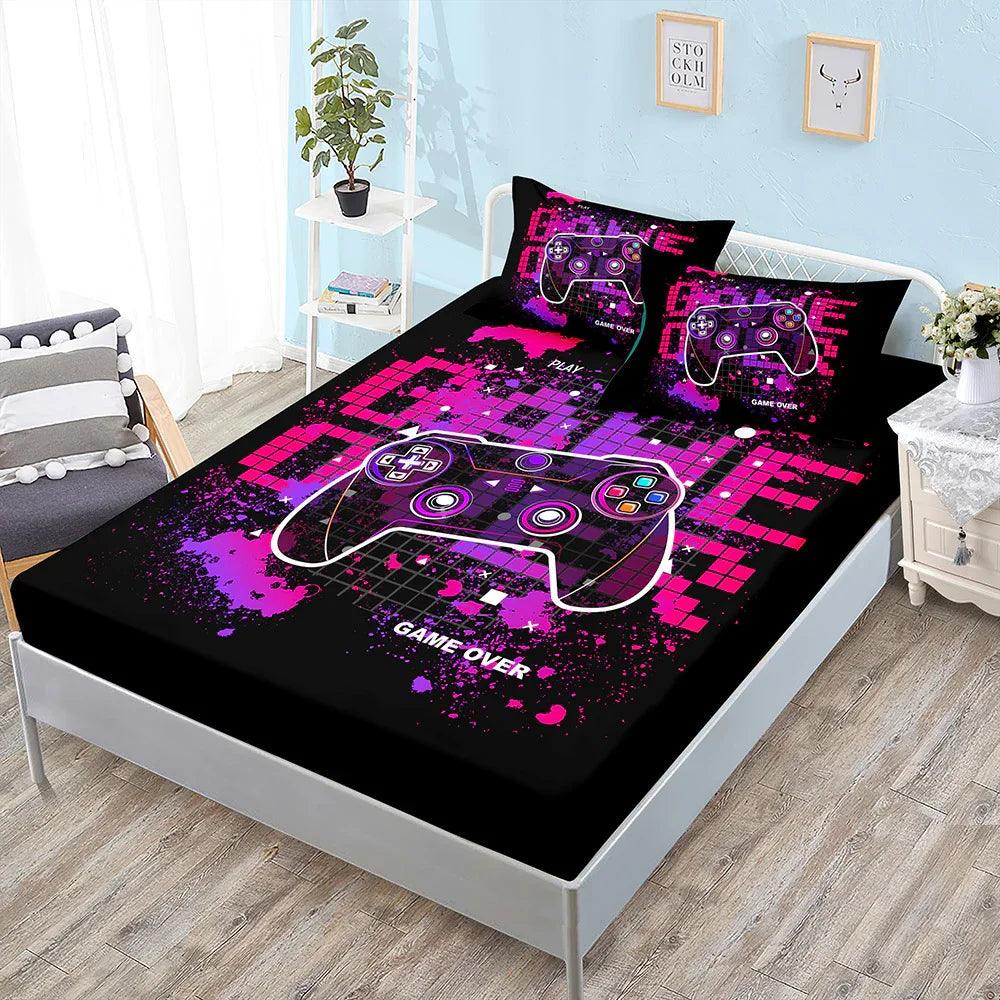 Fitted Sheet Duvet Cover Three-piece Gamepad Cool Mattress Cover