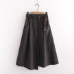 Solid Color Leisure Artistic Pocket High Waist Irregular flared Midi Skirt for work women