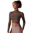 Quick Drying Gym Slim Fit Mesh Turtleneck Long Sleeve Workout Crop Top