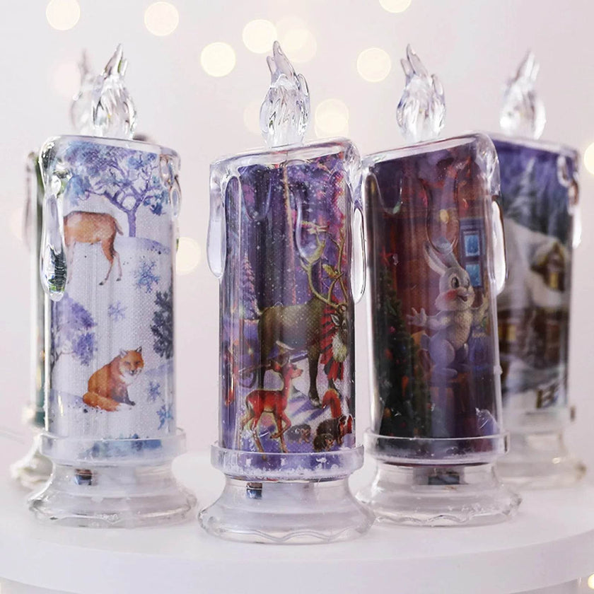 Christmas Transparent Electronic Flameless Candles Decorative Gifts