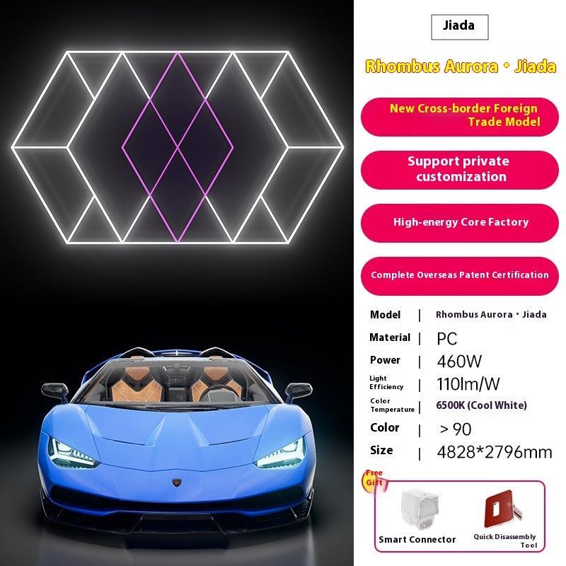 480W Honeycomb LED Car Detailing Station Light 2.4x4.8m 50000H Car Wash Shop Bay Light