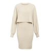 Women 2pcs Winter Outfit Cashmere dress Cropped Pullover top