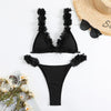 Women's 2-Piece Bikini Swimsuit Set Solid Colour Backless Bra and Briefs