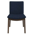 Laura Blue Linen Solid Wood Dining Chair  Set Of 2 Mid-Century Modern Style