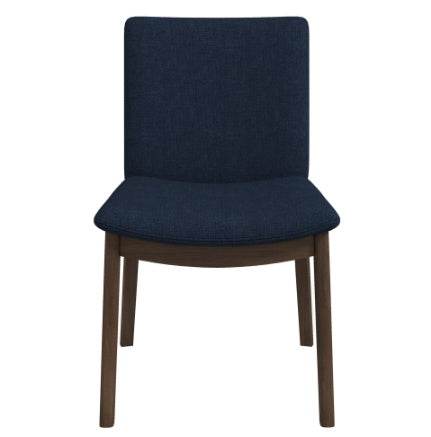 Laura Blue Linen Solid Wood Dining Chair  Set Of 2 Mid-Century Modern Style