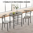 Foden 3-Piece Dining Set with Shelf, for Small Spaces-Dark Grey