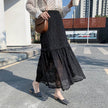 Spring Summer Women High waist Lace Midi Skirt