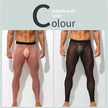 Men's Ultra thin Ice Silk Long John Skinny Flesh Nude Reflective Slim Leggings