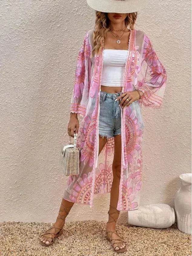 Beach Cover-up Pattern Sun Protection Cardigan Female