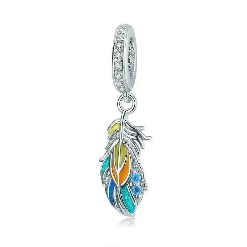 Beads DIY Pendent Accessories Enamel Feather