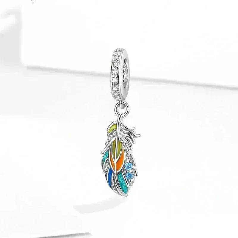 Beads DIY Pendent Accessories Enamel Feather