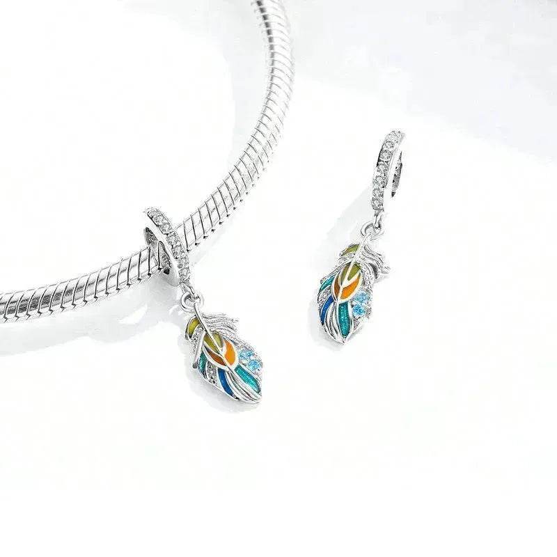 Beads DIY Pendent Accessories Enamel Feather
