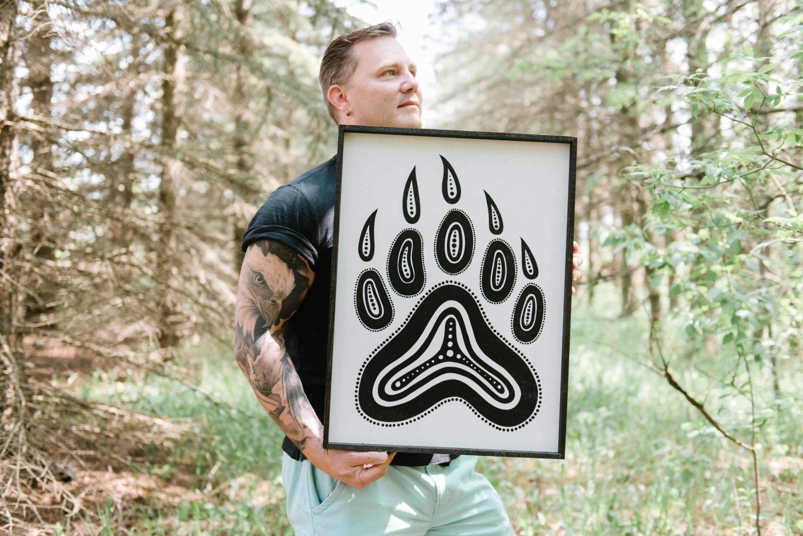Bear Paw Symbol Wood Sign