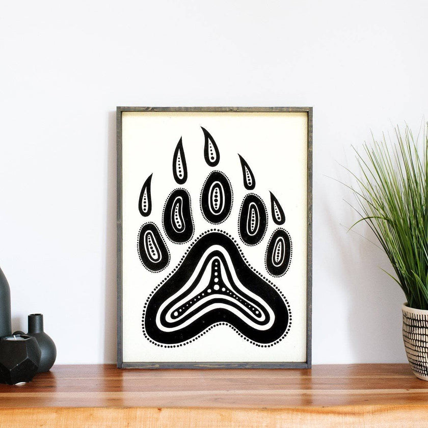 Bear Paw Symbol Wood Sign