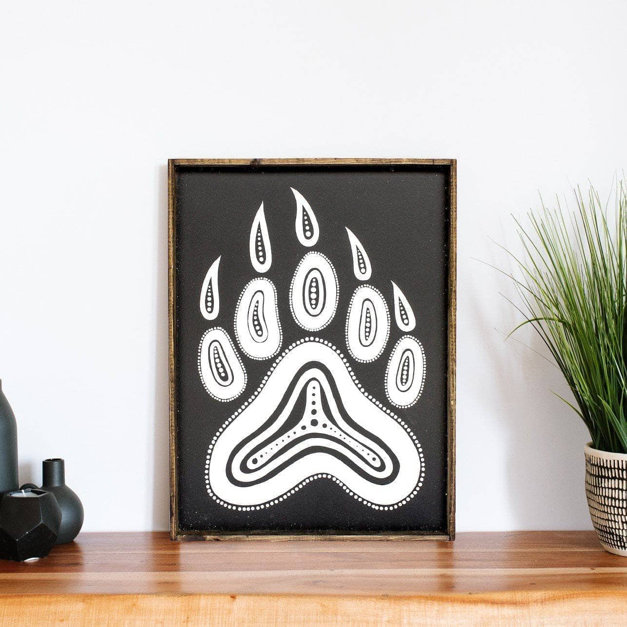 Bear Paw Symbol Wood Sign