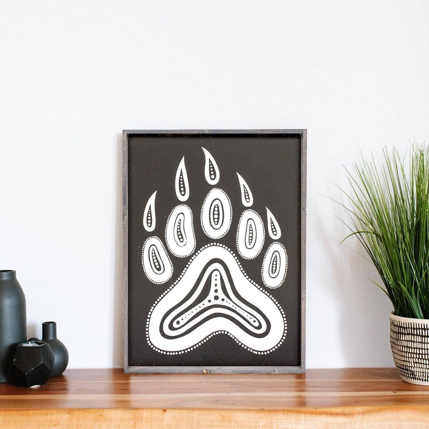 Bear Paw Symbol Wood Sign