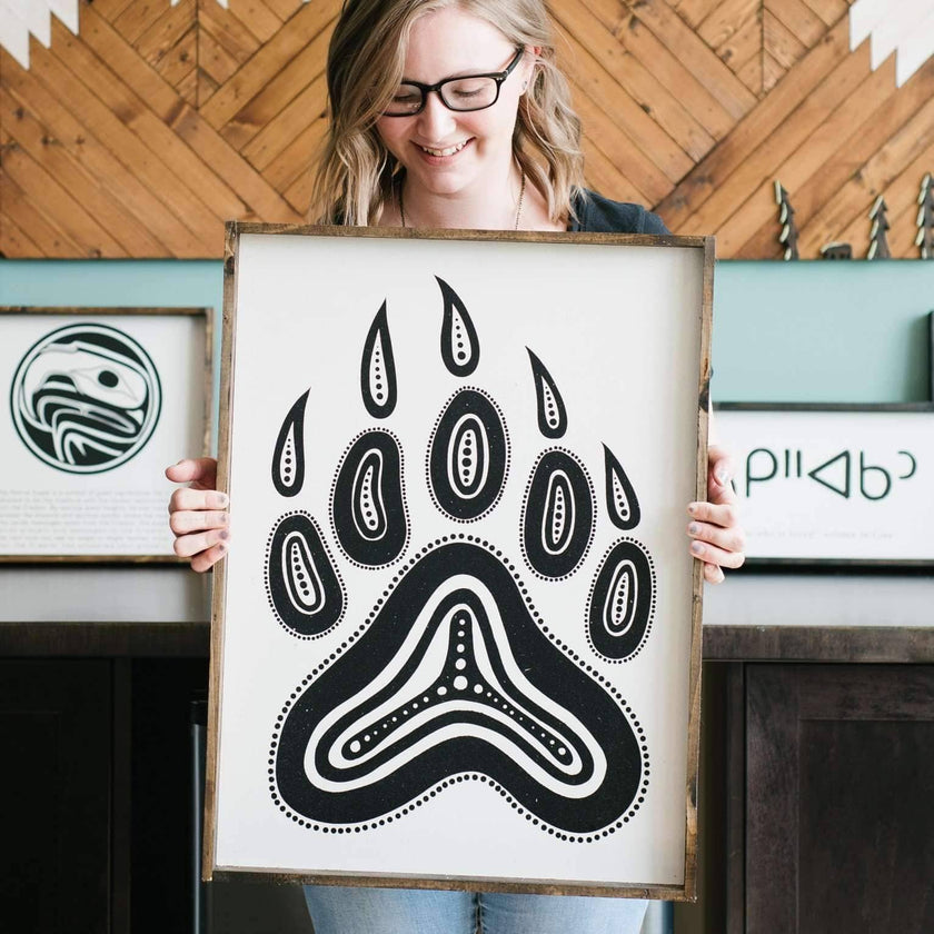 Bear Paw Symbol Wood Sign