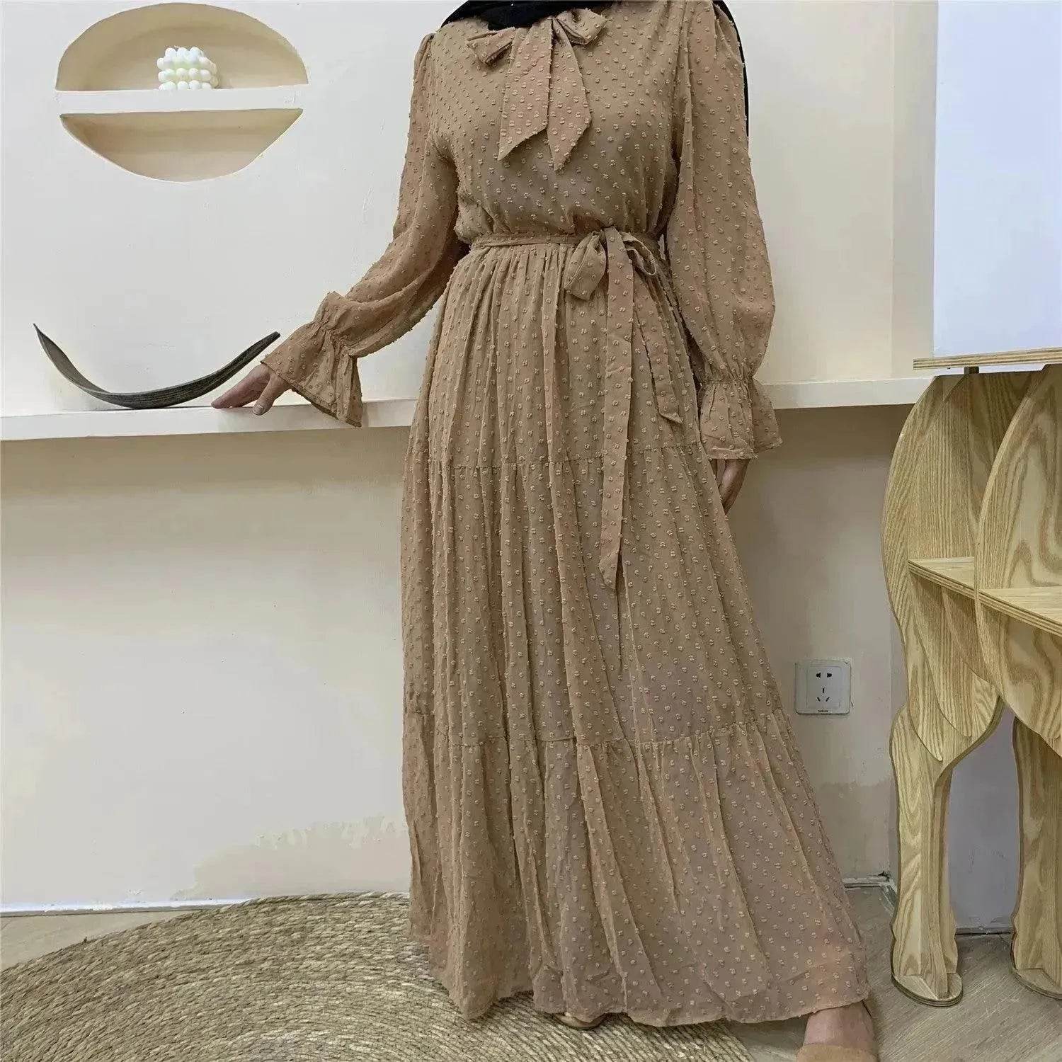 Beautiful long sleeve Abaya Dress for Arab Dubai Turkey Middle Eastern Women.