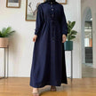 Beautiful Solid Color Full Button down Abaya Dress for Arabian Dubai Turkey Middle East Women