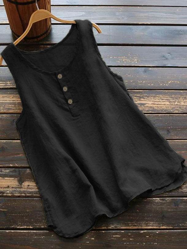 Women's Sleeveless Linen Vest Top – Loose Casual Summer Blouse