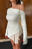 Asymmetric Hem Single Shoulder Sweater