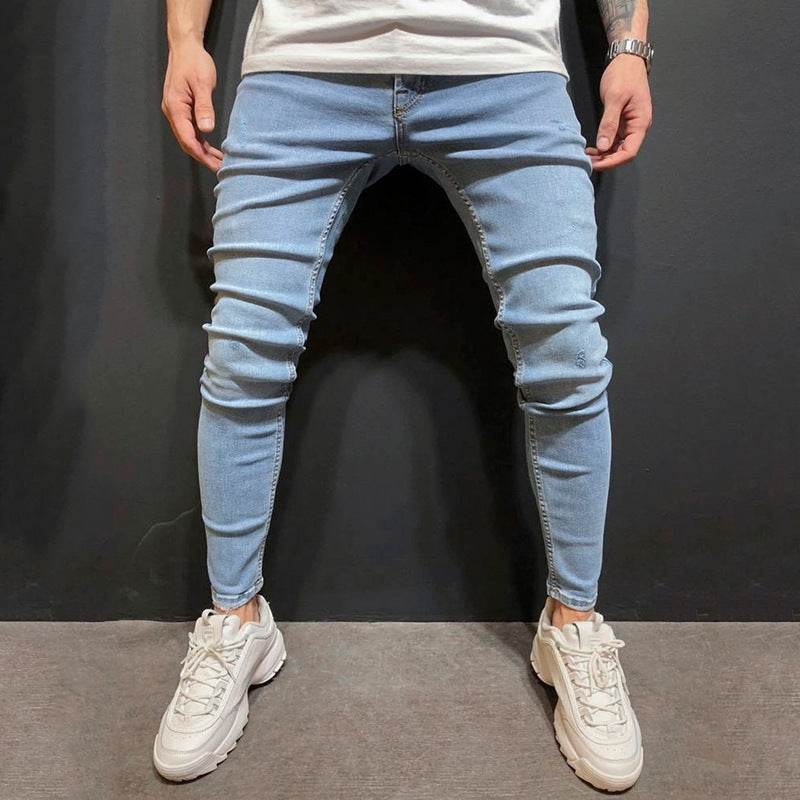 Fashion Trend Men Blue Denim Trousers Jeans