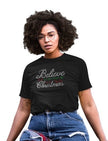 Believe in the Magic of Christmas Rhinestone Shirt – Holiday Sparkle Bling Tee | Blingdazzel