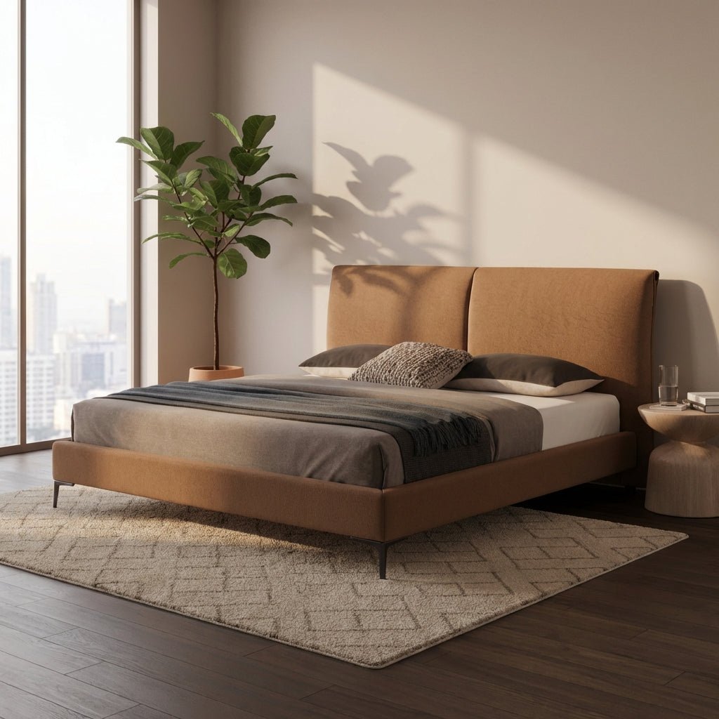 Berlin Caramel Faux Leather Bed