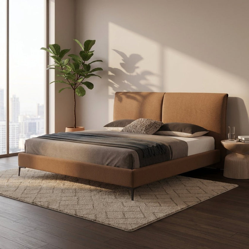 Berlin Caramel Faux Leather Bed