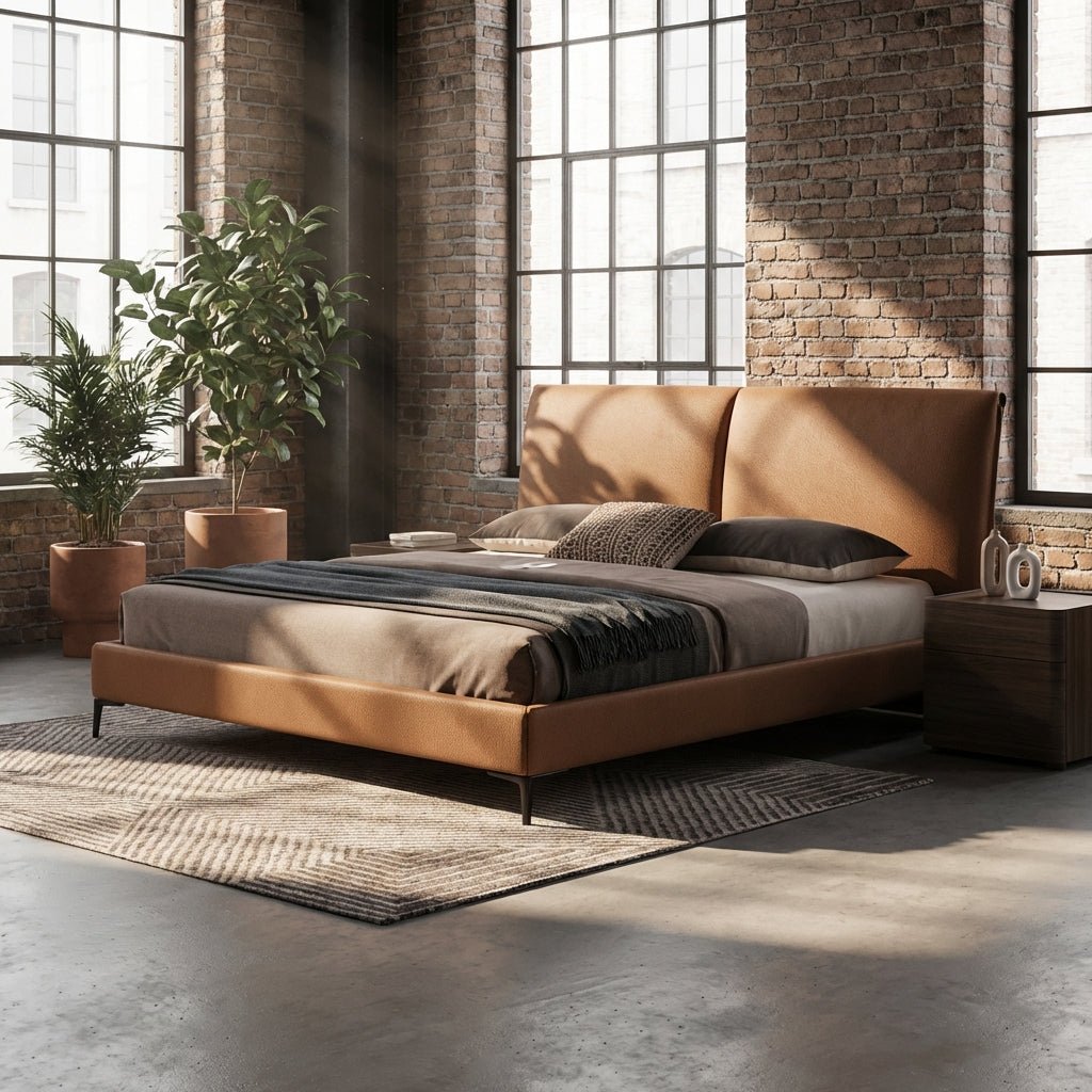 Berlin Caramel Faux Leather Bed