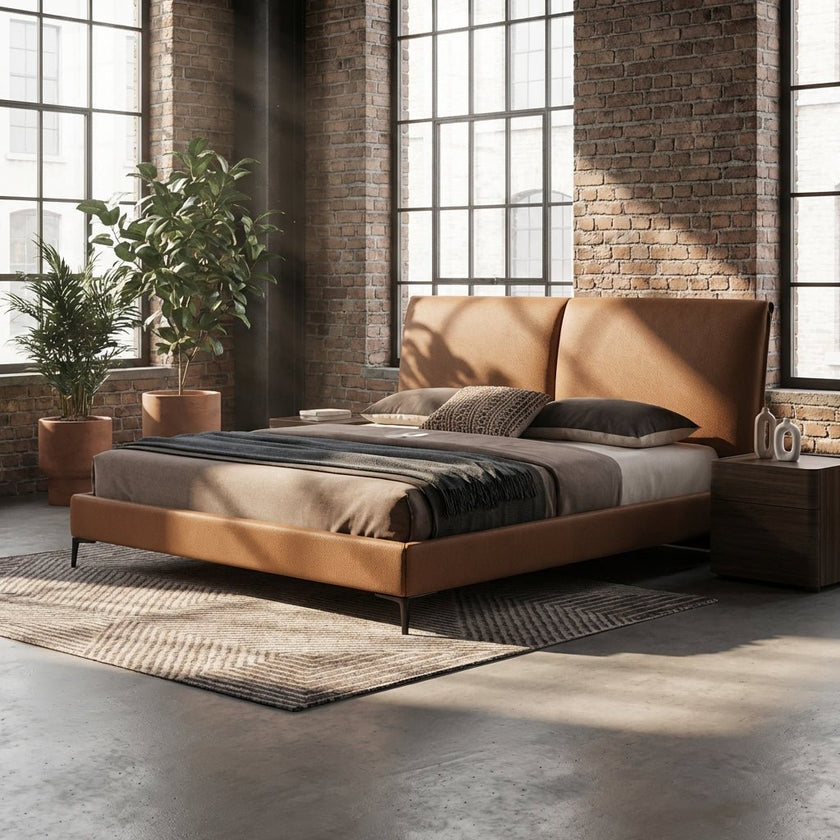 Berlin Caramel Faux Leather Bed
