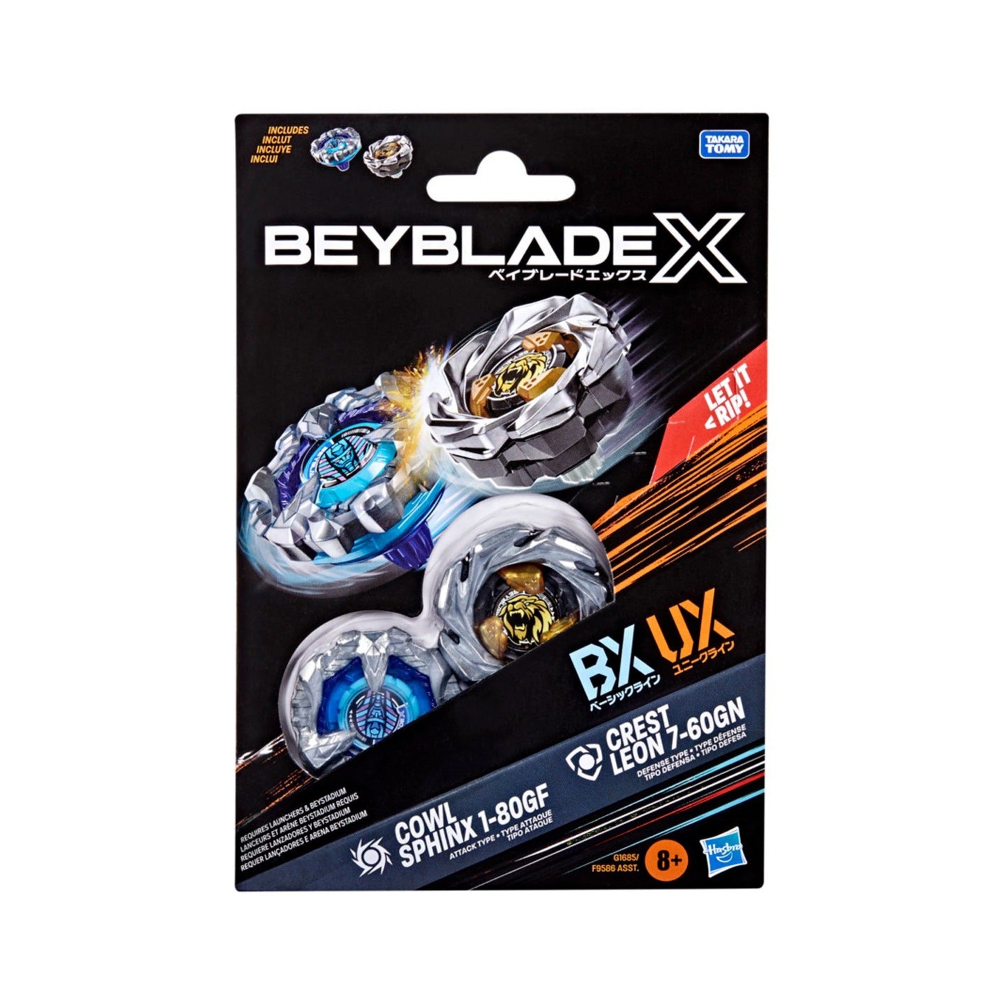 (Hasbro) Beyblade X - Cowl Sphinx 1-80GF & Crest Leon 7-60GN Dual Pack