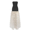 Black And White Tube Top Three-dimensional Flower Pettiskirt Dinner Dress