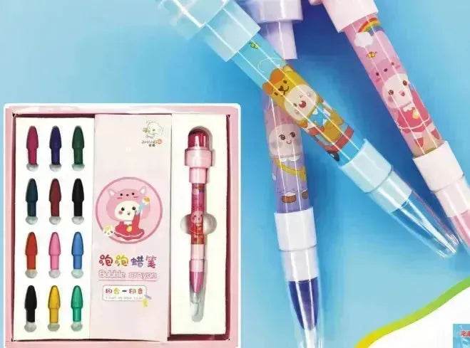 12 Color Bubble Crayon Painting Graffiti Seal for Children