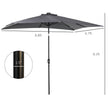 9 X 7 Ft Patio Umbrella Outdoor Table Market With Crank Solar LED Lights Tilt Button For Deck Dark Gray