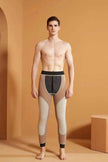 Men's Cotton Pants Graphene Waist Support Fleece-lined Long John Loungewear Sleepwear