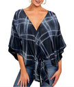 New V Neck Blouse Women Leopard Print Floral Tie Front Blouses Batwing Summer Oversize Ladies Tops