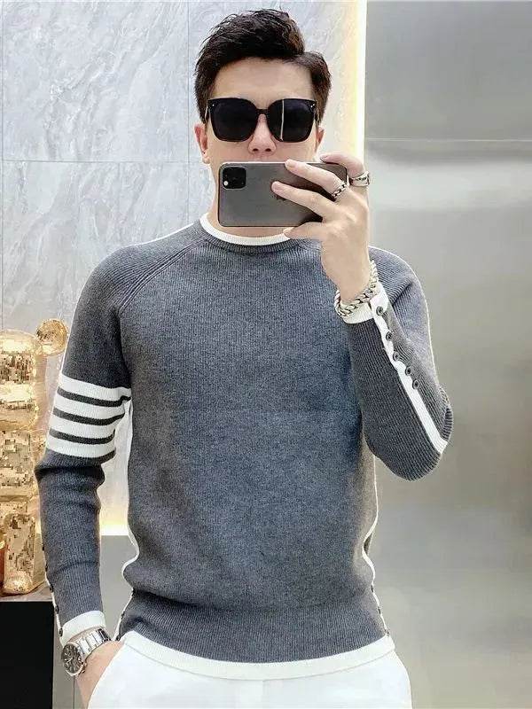 Simple All-match Slim fit Round Neck Pullover Sweater top for men