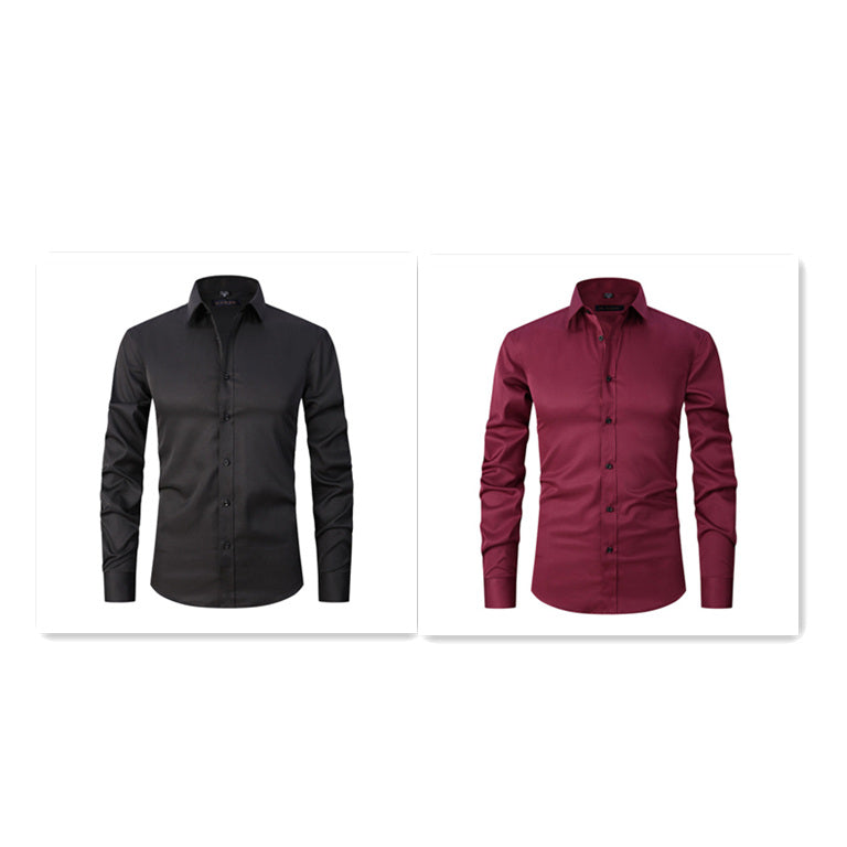 Men's Long Sleeve Business Casual Shirt – Loose Fit, 10 Colors, S–8XL | Canada & USA