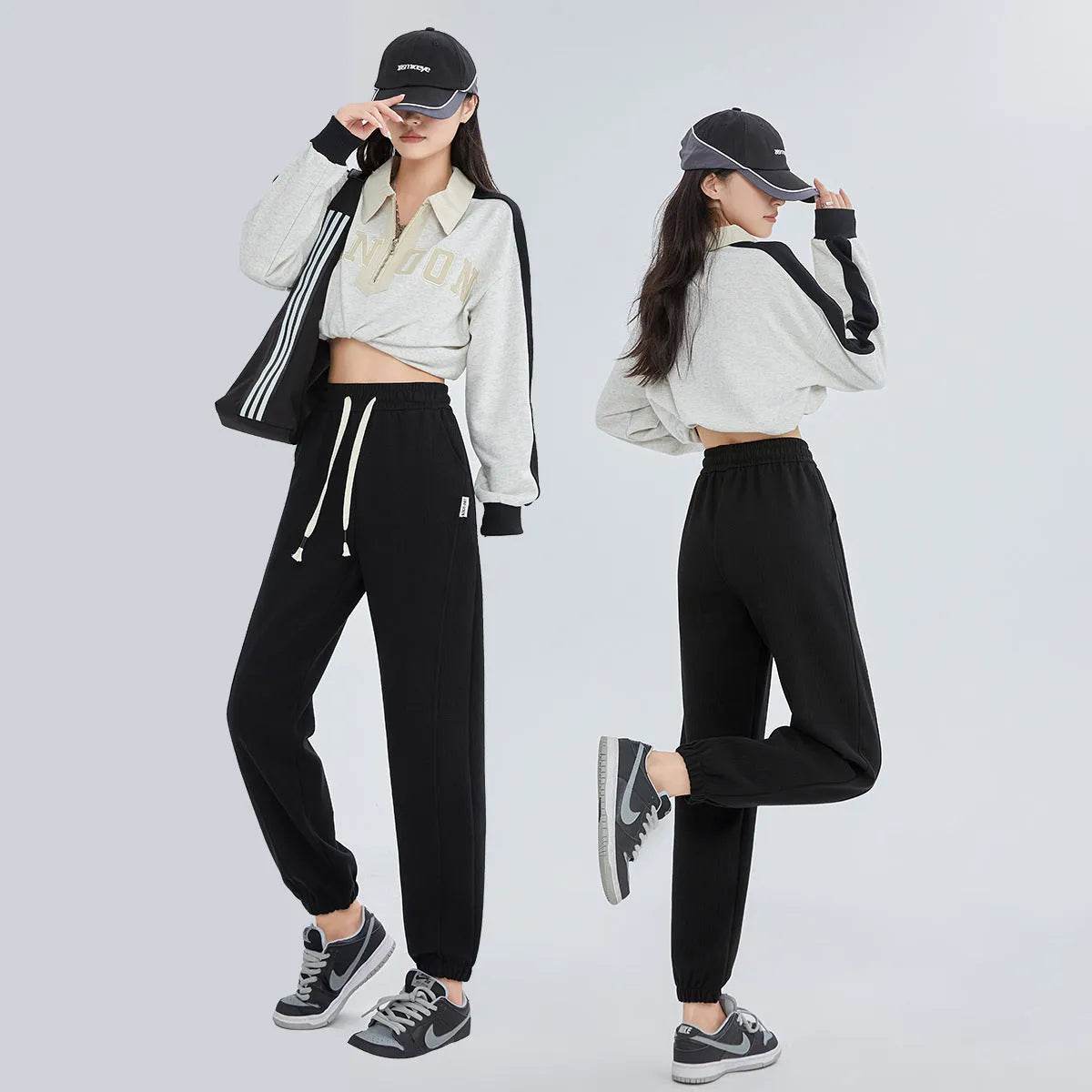 Fleece-lined Thickened Windproof Trousers Casual Pants For Women