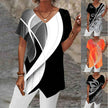 Summer European And American Women's Clothing Printed Irregular Short Sleeve