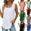 Summer cotton Tops For Women Loose Fit Pleated Square Neck Sleeveless Blouse Tops