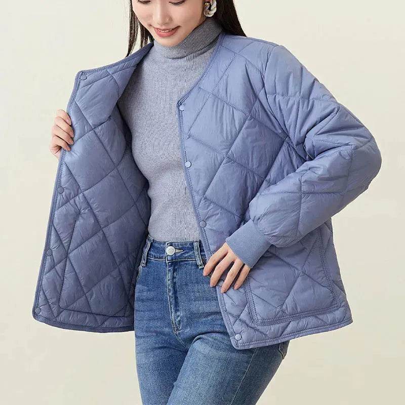 Quilted Padded Coat Winter Jacket With Pockets Lightweight Outerwear For Women's Clothing
