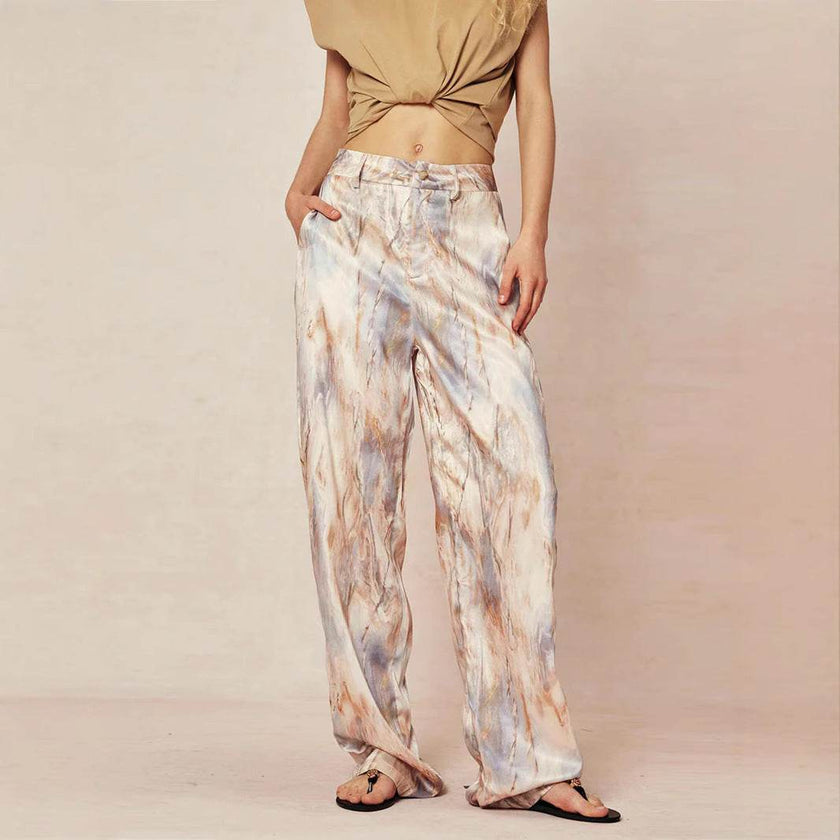 Casual Summer New High Waist Retro Printed Trousers