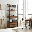 Étagère Style industrielle en bois de manguier et acier noir avec 2 tiroirs