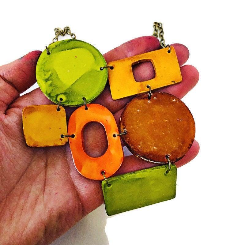 Big Chunky Statement Necklace In Earthy Aesthetic