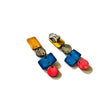 Colorful Statement Jewelry Set, Wide Necklace & Long Geometric Earrings, Pink Blue Yellow Grey